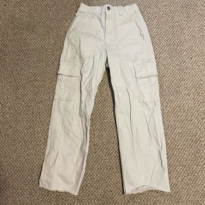 Cream colored cargo jean